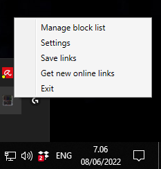 RBGeon standalone bookmark manager tray icon